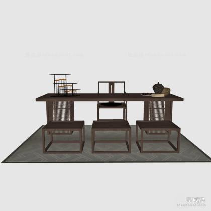 禅意中式泡茶桌椅组合丨