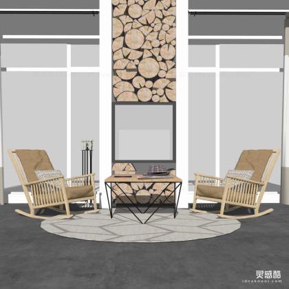 北欧乡村客厅 沙发茶几组合丨