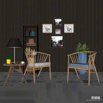 北欧单椅边几组合丨