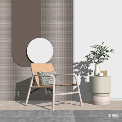 北欧休闲椅单椅边几组合 花瓶丨