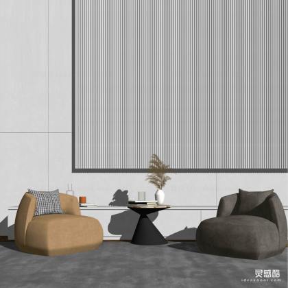 现代单人沙发 边几丨