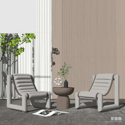 现代休闲椅边几组合丨