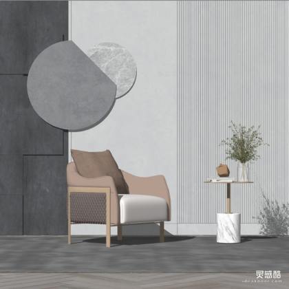 现代休闲椅边几组合 单人沙发丨