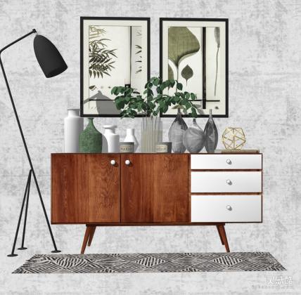 北欧边柜 花瓶 挂画丨