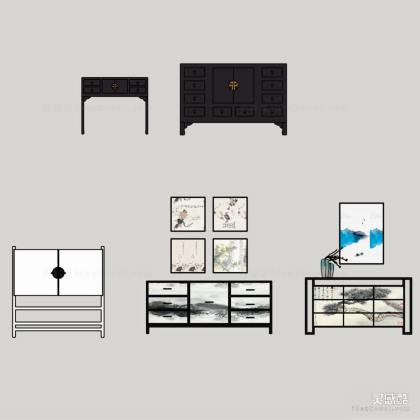 中式柜子边柜丨