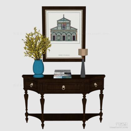 美式边柜组合 花瓶 挂画丨