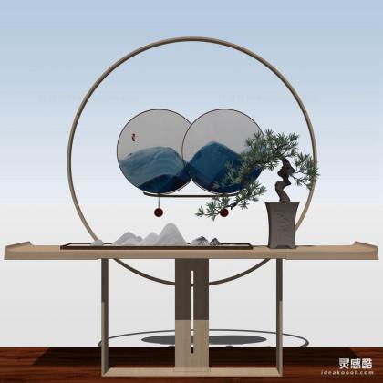 新中式玄关柜边柜丨