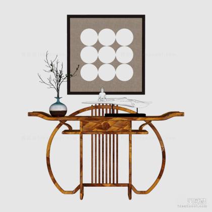 中式端景台 案台 挂画摆件丨