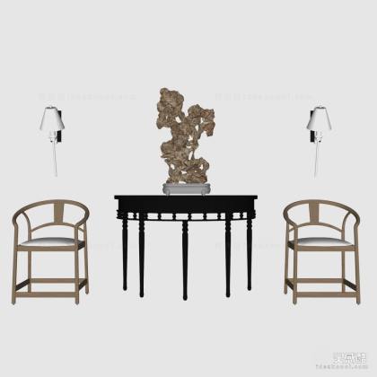 中式端景台圈椅丨