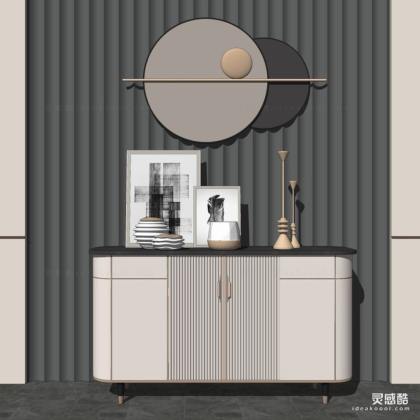 现代边柜摆件组合 墙饰 烛台丨