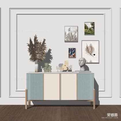 现代轻奢玄关柜 边柜 挂画丨