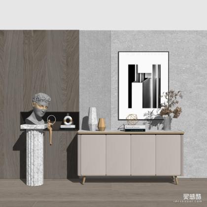 现代玄关边柜 边柜 挂画丨