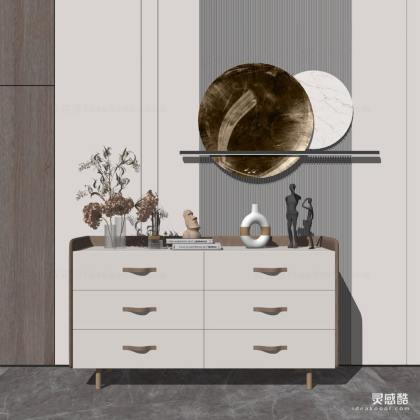 现代玄关柜 边柜 墙饰丨