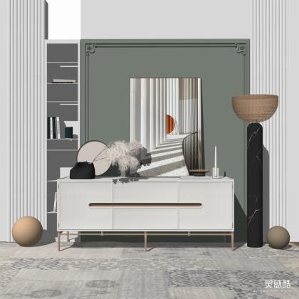 现代玄关柜 边柜 挂画丨