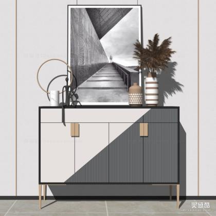 现代玄关柜 边柜 花瓶丨