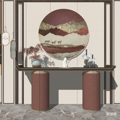 新中式端景台 挂画丨