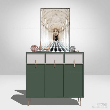 现代边柜 挂画丨