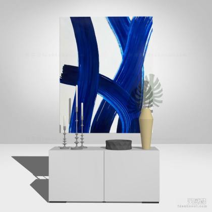 现代餐边柜 挂画 烛台丨