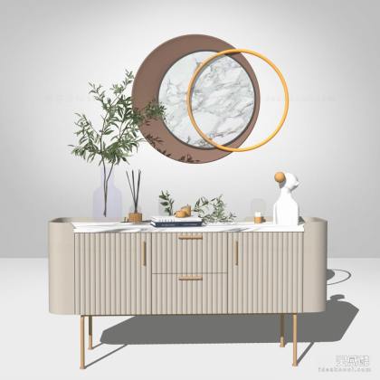 现代精致边柜丨