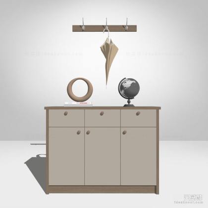 现代鞋柜 地球仪 雨伞丨