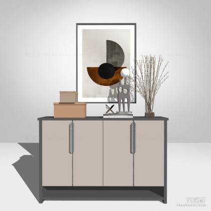现代边柜  挂画丨