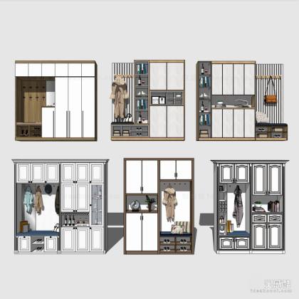 现代衣柜 鞋柜 储物柜丨