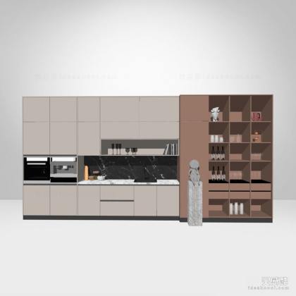 现代厨房橱柜组合丨