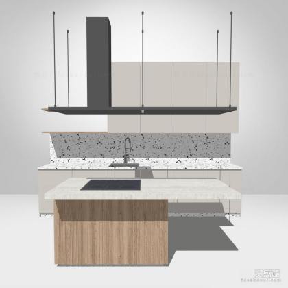 现代厨房橱柜 中岛台丨