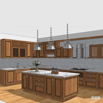 美式厨房橱柜中岛台丨