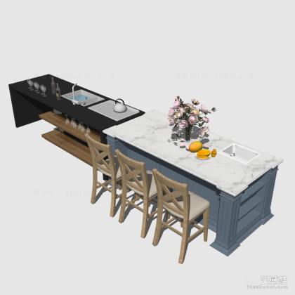 美式厨房橱柜中岛台丨