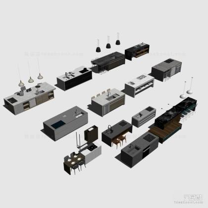 现代厨房橱柜 中岛台合集丨