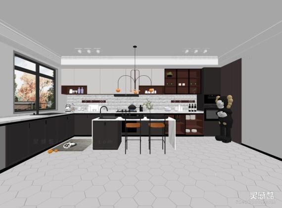 现代厨房 橱柜 中岛台丨