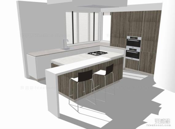 现代厨房橱柜 中岛台丨