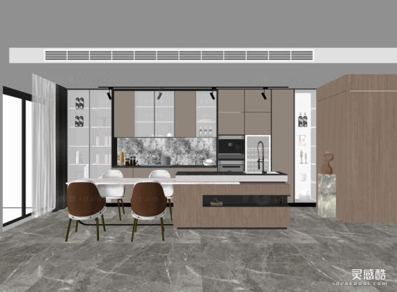 现代厨房橱柜 酒柜 中岛台丨