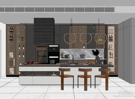 现代橱柜酒柜 中岛台丨