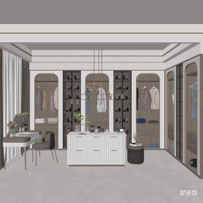 现代衣帽间 衣柜 化妆台丨