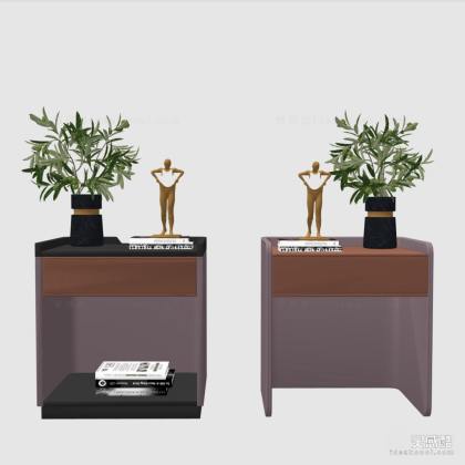 现代床头柜 金属雕塑小人 花瓶丨