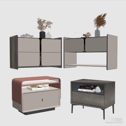 现代轻奢简欧式床头柜组合 方形床头柜丨