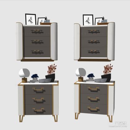 现代轻奢简欧式床头柜组合 方形床头柜丨