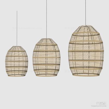 现代藤编吊灯民宿灯具艺术吊灯丨