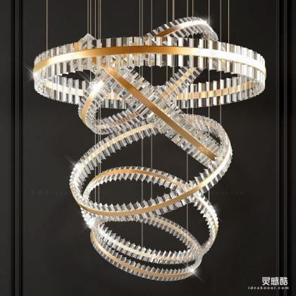 轻奢吊灯 现代玻璃水晶吊灯丨