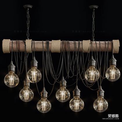 现代侘寂风木头灯泡吊灯丨