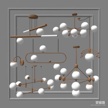 现代吊灯 玻璃多头球形吊灯丨
