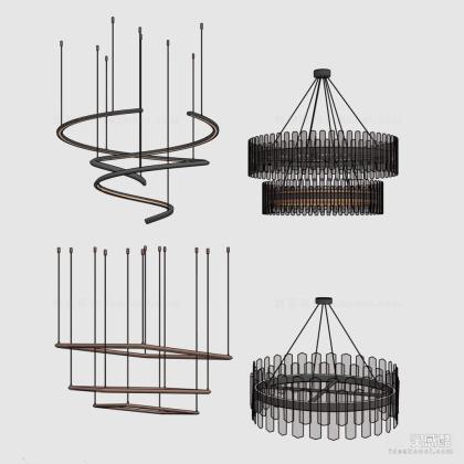 现代吊灯 现代金属玻璃吊灯丨