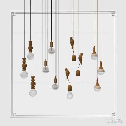 现代吊灯 小吊灯 灯泡丨