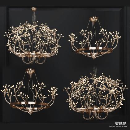 现代花瓣铁艺花灯吊灯丨