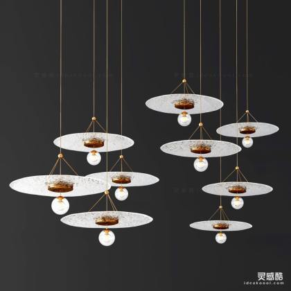 现代金属玻璃吊灯丨