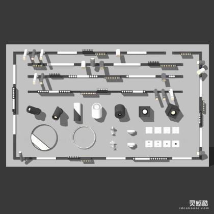 现代轨道射灯 极简线条磁吸 灯带 坎灯 内嵌灯条 开关插座丨