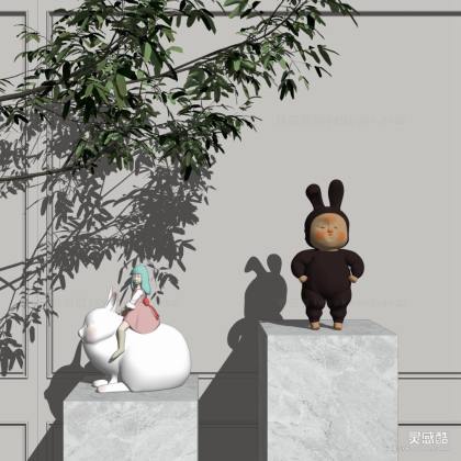 现代卡通玩具 潮流雕塑摆件丨