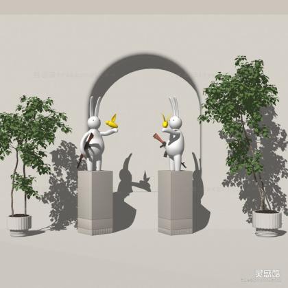 卡通人物雕塑摆件 盆栽丨